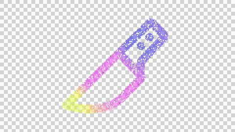 Icon knife kitchen is made up of LED square shapes. There are bright diodes and Stock Illustration