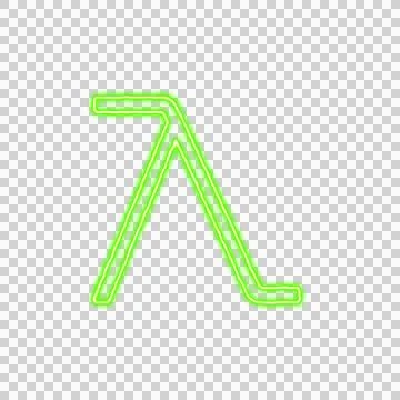 Icon lambda from the flow of energy of green color. Shimmering neon Stock Illustration