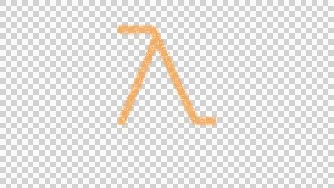 Icon lambda is made of yellow grains of sand. Some grains of sand fall down. Stock Illustration