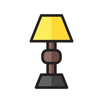 Icon lamp flat line style pixel perfect. Stock Illustration