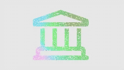 Icon landmark is made up of LED square shapes that shimmer and flicker. There Stock Footage 293668604