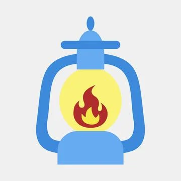 Icon lantern. Camping and adventure elements. Icons in flat style. Good for.. Stock Illustration