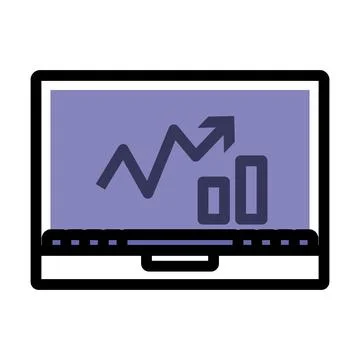 Icon Of Laptop With Chart 库存插图
