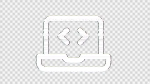 Icon laptop code is distorted. Glitch. Noise, chromatic aberration, geometric Stock Footage 303549141