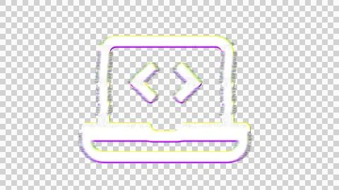 Icon laptop code is distorted. Glitch. Noise, chromatic aberration, geometric 库存插图