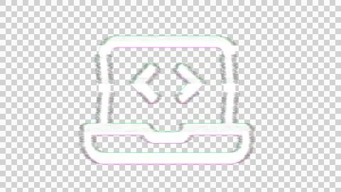 Icon laptop code is distorted. Glitch. Noise, chromatic aberration, geometric 库存插图