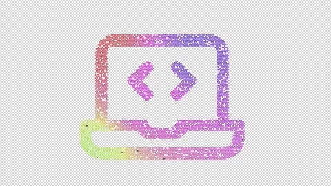 Icon laptop code is made up of LED square shapes that shimmer and flicker. There Stock Footage 293940159