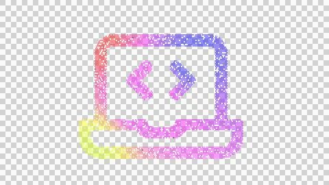 Icon laptop code is made up of LED square shapes. There are bright diodes and Stock Illustration