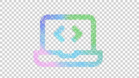 Icon laptop code is made up of LED square shapes. There are bright diodes and Stock Illustration