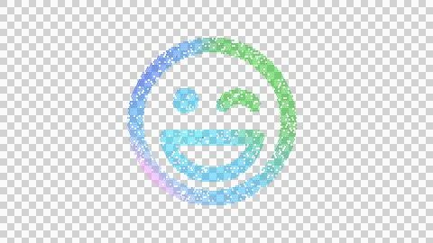 Icon laugh wink is made up of LED square shapes. There are bright diodes and Ilustración de archivo