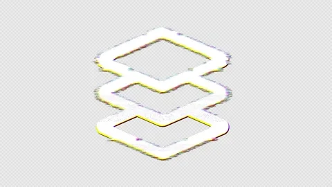 Icon layer group is distorted. Glitch. Noise, chromatic aberration, geometric Stock Footage 303623582