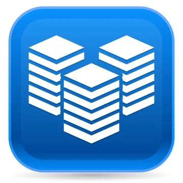 Icon with Layered Tower Symbol for Webhosting, Server, Database Concepts Stock Illustration