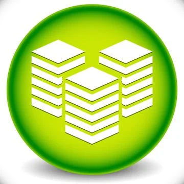 Icon with Layered Tower Symbol for Webhosting, Server, Database Concepts. Stock Illustration