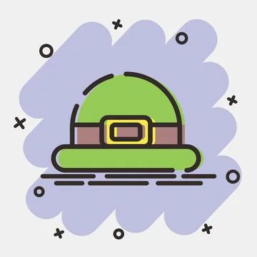 Icon leprechaun hat. St. Patrick's Day celebration elements. Icons in comic.. Stock Illustration