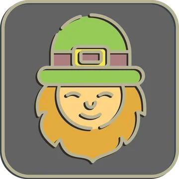 Icon leprechaun. St. Patrick's Day celebration elements. Icons in embossed .. Illustrazione stock