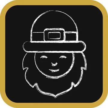 Icon leprechaun. St. Patrick's Day celebration elements. Icons in chalk sty.. Illustrazione stock