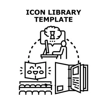 Icon library template concept developing digital assets Stockillustratie