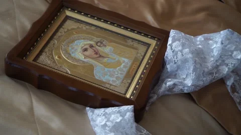 The icon lies on the fabric Stock Footage 163567182