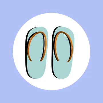 Icon light blue flip flops in circle Stock Illustration