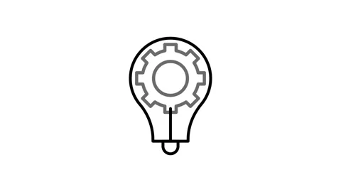 Icon of a light bulb with gear, symbolizing ideas and tools for problem-sol.. Stock Footage 332853574