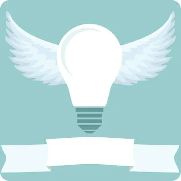 Icon light bulb lamp with wings, Stock Illustration