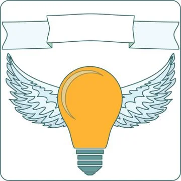 Icon light bulb lamp with wings, Stock Illustration