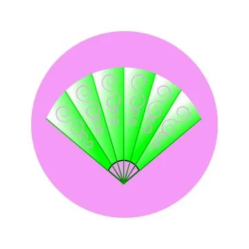 Icon light green fan with pattern in circle Stock Illustration