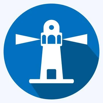 Icon Lighthouse I - Long Shadow Style - Simple illustration,Editable stroke Stock Illustration