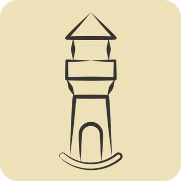 Icon Lighthouse. related to Icon Building symbol. hand drawn style. simple .. Ilustración de archivo