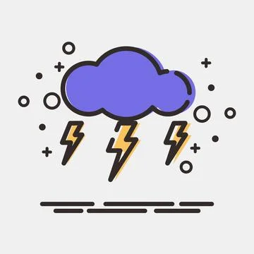 Icon lighting. Weather elements symbol. Icons in MBE style. Good for prints.. Stock-Illustration