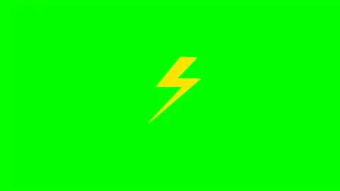 Icon of lightning or thunderstorm blinking on green screen, Stock Footage 329769626