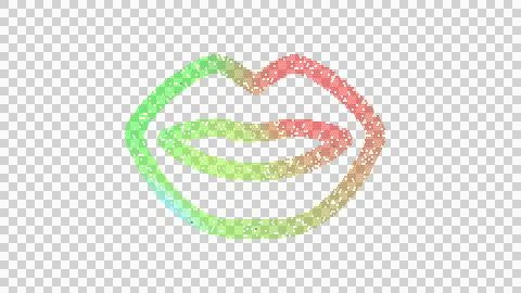 Icon lips is made up of LED square shapes. There are bright diodes and there are Stock Illustration