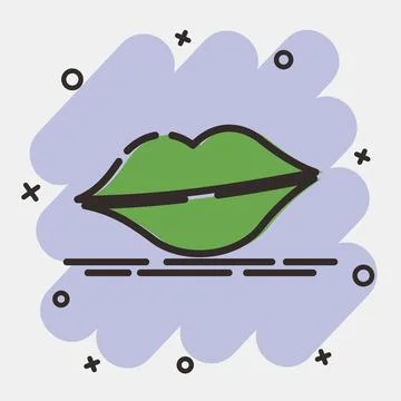 Icon lips. St. Patrick's Day celebration elements. Icons in comic style. Go.. Illustrazione stock