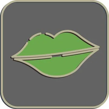 Icon lips. St. Patrick's Day celebration elements. Icons in embossed style... Illustrazione stock