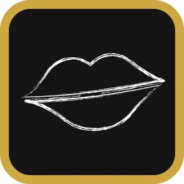 Icon lips. St. Patrick's Day celebration elements. Icons in chalk style. Go.. イラスト素材