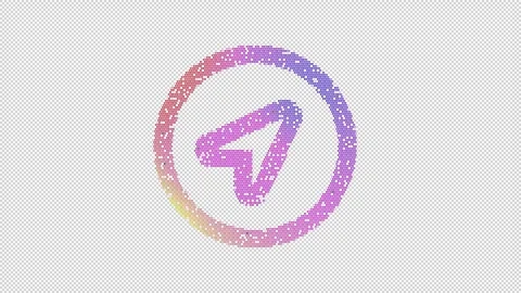 Icon location circle is made up of LED square shapes that shimmer and flicker. Stock Footage 297847872