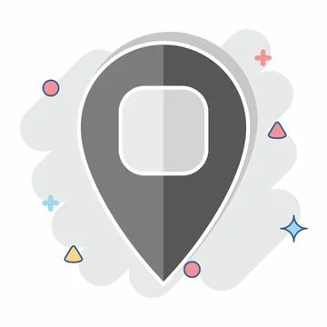 Icon Location Pin 2. related to Location symbol. comic style. design editable Stock Illustration