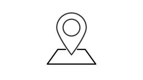 Icon of a location pin on a black background, indicating a specific locatio.. Stock Footage 332914417