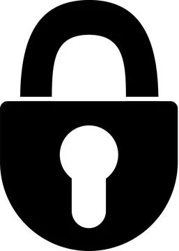 The icon is a lock with a keyhole, black silhouette. Stock Illustration