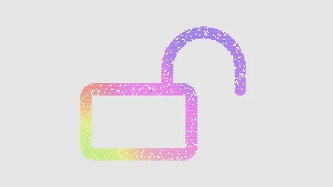 Icon lock open is made up of LED square shapes that shimmer and flicker. There Stock Footage 293938048