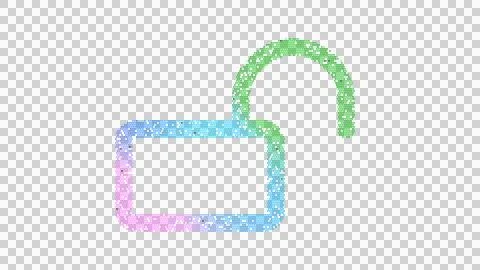 Icon lock open is made up of LED square shapes. There are bright diodes and Illustrazione stock