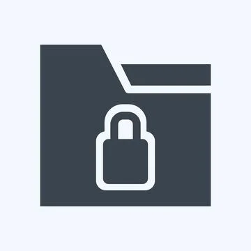 Icon Locked Folder. suitable for User Interface symbol. glyph style. simple d Stock Illustration