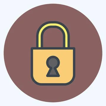 Icon Locked. suitable for Security symbol. color mate style. simple design ed Stock Illustration