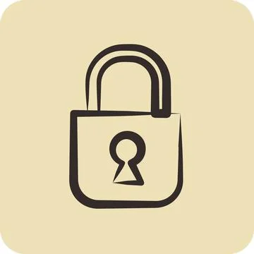 Icon Locked. suitable for Security symbol. hand drawn style. simple design .. Stock Illustration