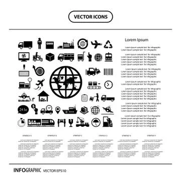 Icon  logistics export info graphic Stock Illustration