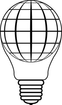 Icon logo balloon form light bulbs  globe planet earth Stock Illustration