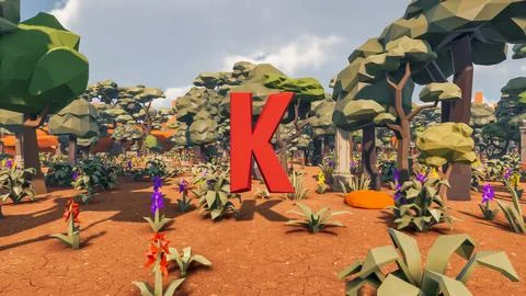 Icon with low poly landscape 3d render Stock Illustration