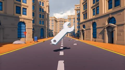 Icon with low poly landscape 3d render Stock Illustration