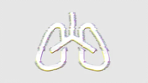 Icon lungs is distorted. Glitch. Noise, chromatic aberration, geometric Stock Footage 301596914
