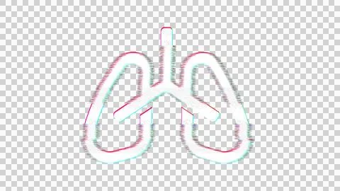 Icon lungs is distorted. Glitch. Noise, chromatic aberration, geometric Illustrazione stock
